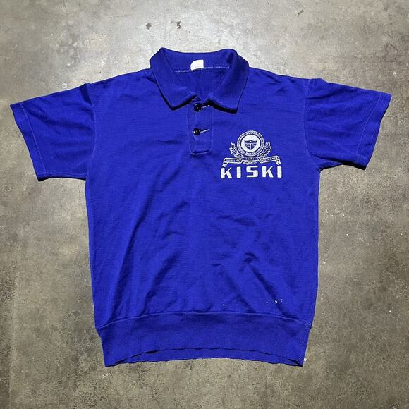 Vintage 50s Kiskiminetas Springs School Purple Polo Shirt - Picture 1 of 4